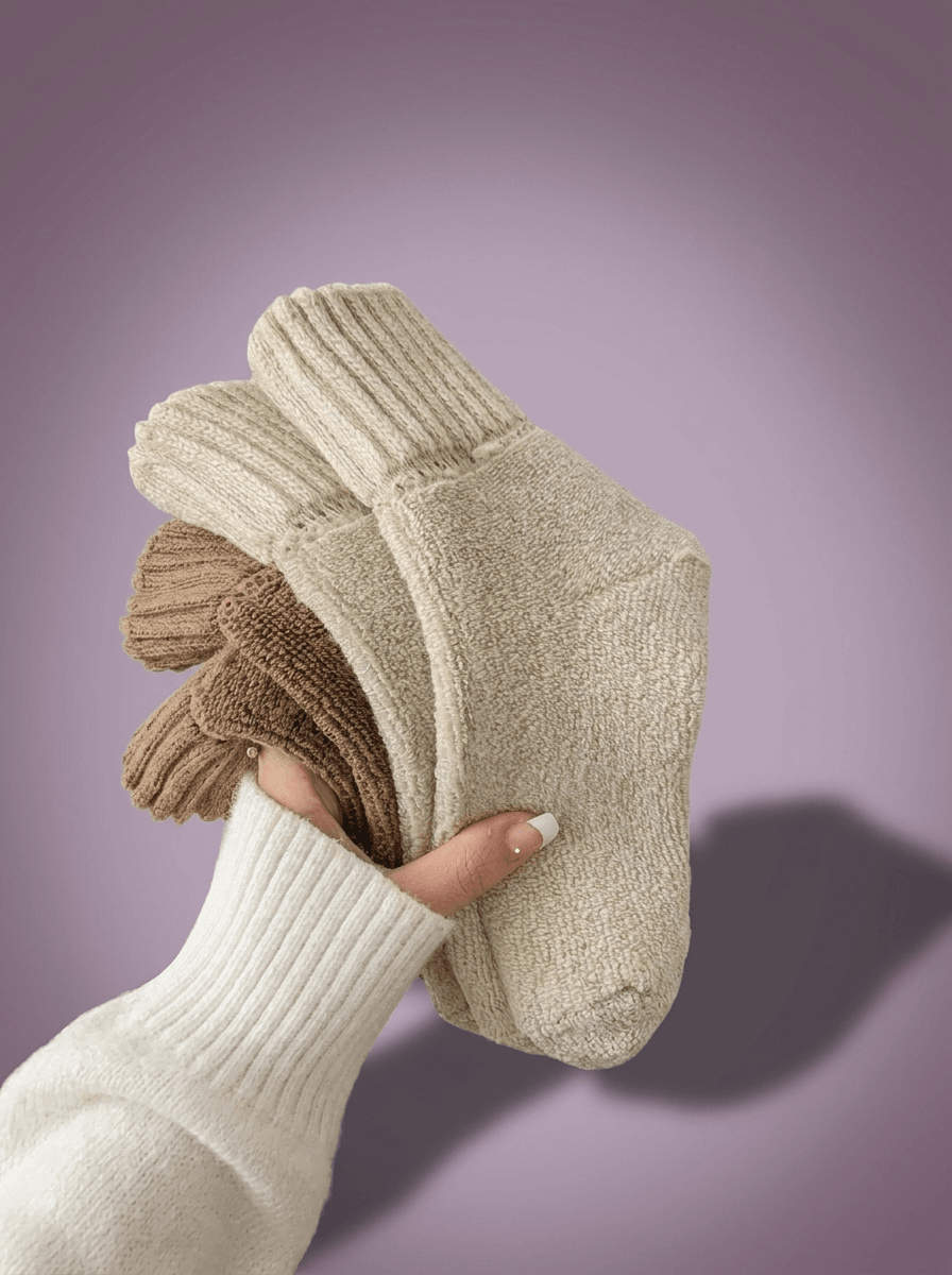 Plush-Lined Wool Socks • Beige Aurevony