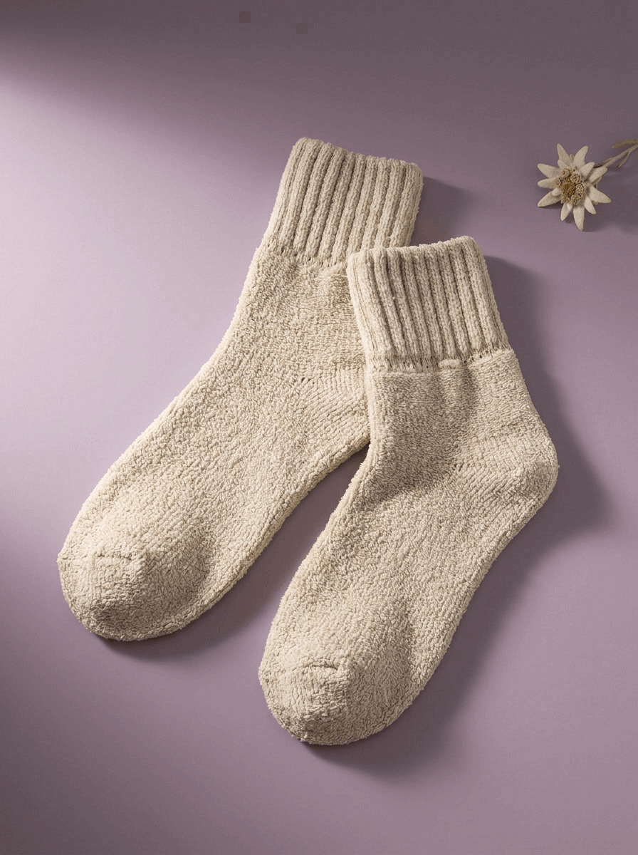 Plush-Lined Wool Socks • Beige Aurevony